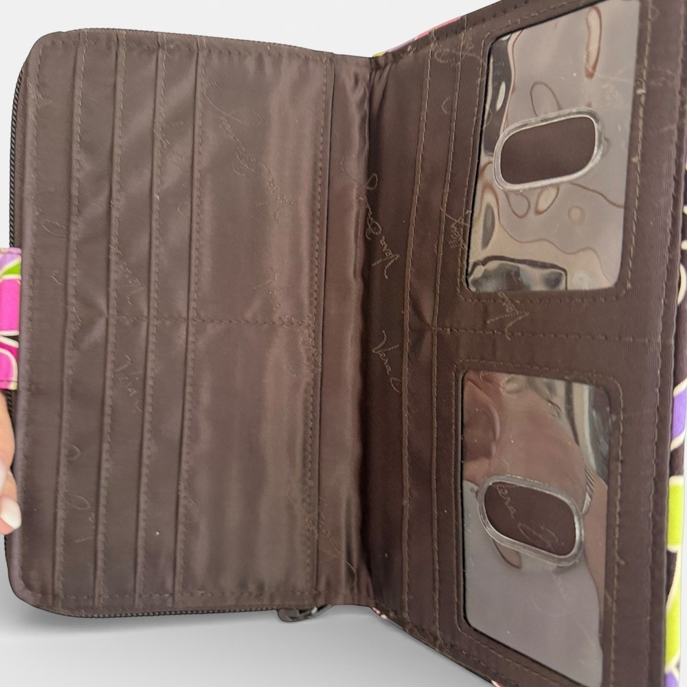 Vera Bradley Petal Paisley Quilted Turnlock Organizer Wallet Brown Pink Floral - Picture 9 of 9